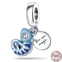 Heart Shaped Sterling Silver Charm Bead - Zircon Adorned Pandora Bracelet Pendant  ourlum.com CMS1750  