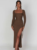 Mozision Elegant Long Sleeve Bodycon Maxi Dress Versatile Chic