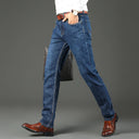 Spring Autumn 2022 Men's Smart Jeans Business Fashion Straight Regular Blue Stretch Denim Trousers Classic Men Plus Size 28-40