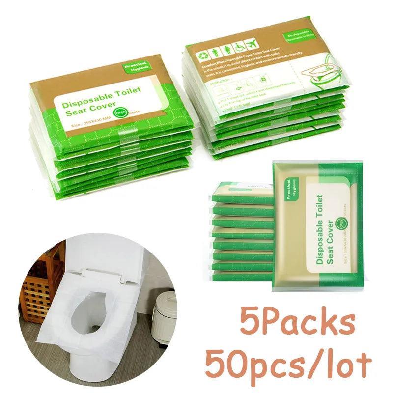 Portable Waterproof Disposable Toilet Seat Covers - Pack of 50 (5 Packs)  ourlum.com   