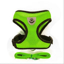 Adjustable Reflective Mesh Cat Dog Harness Set with Leash - Small Pet Safety Vest and Accessories  ourlum.com green S 