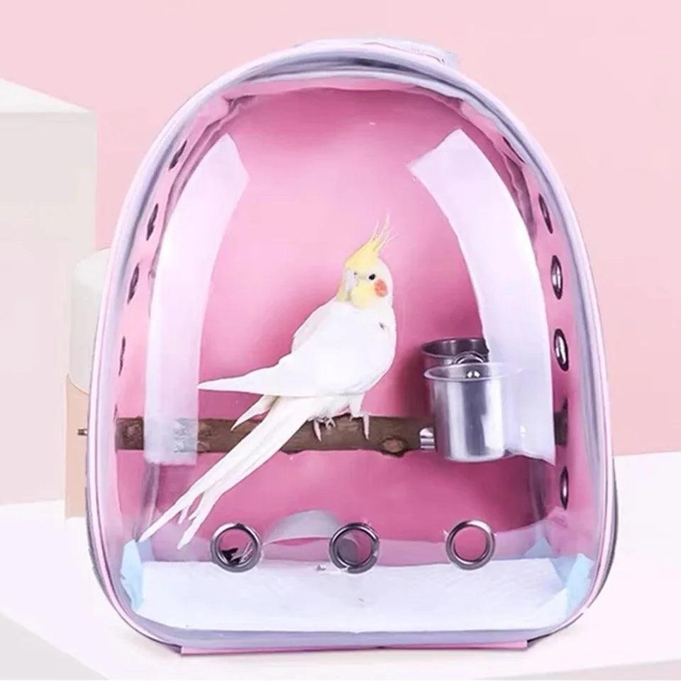 Bird Carrier Backpack for Parrots and Small Birds: Stylish Transparent Design  ourlum.com   