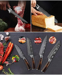 Professional Damascus Kitchen Knife Set with Santoku Cleaver