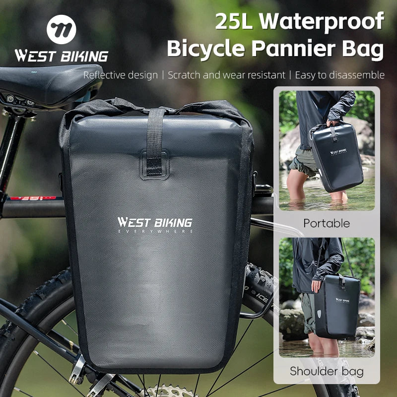 25L Waterproof Cycling Pannier Bag by WEST BIKING