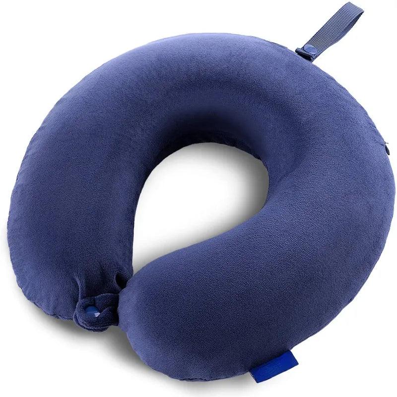 Ultimate Comfort Memory Foam Travel Pillow with Snap Strap  ourlum.com   