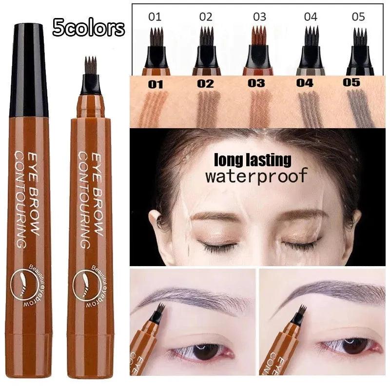 4-Point Dark Brown Waterproof Eyebrow Pen for Effortless Application