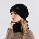 Women Knitted Hat Scarf Set for Outdoor Cycling Warm Protection