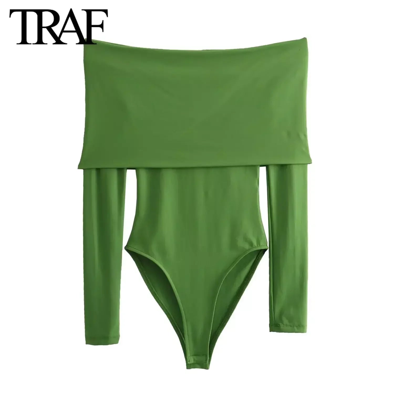 Spring Elegance Off-Shoulder Bodysuit - Stylish Nylon Blend Jumpsuit  OurLum.com   