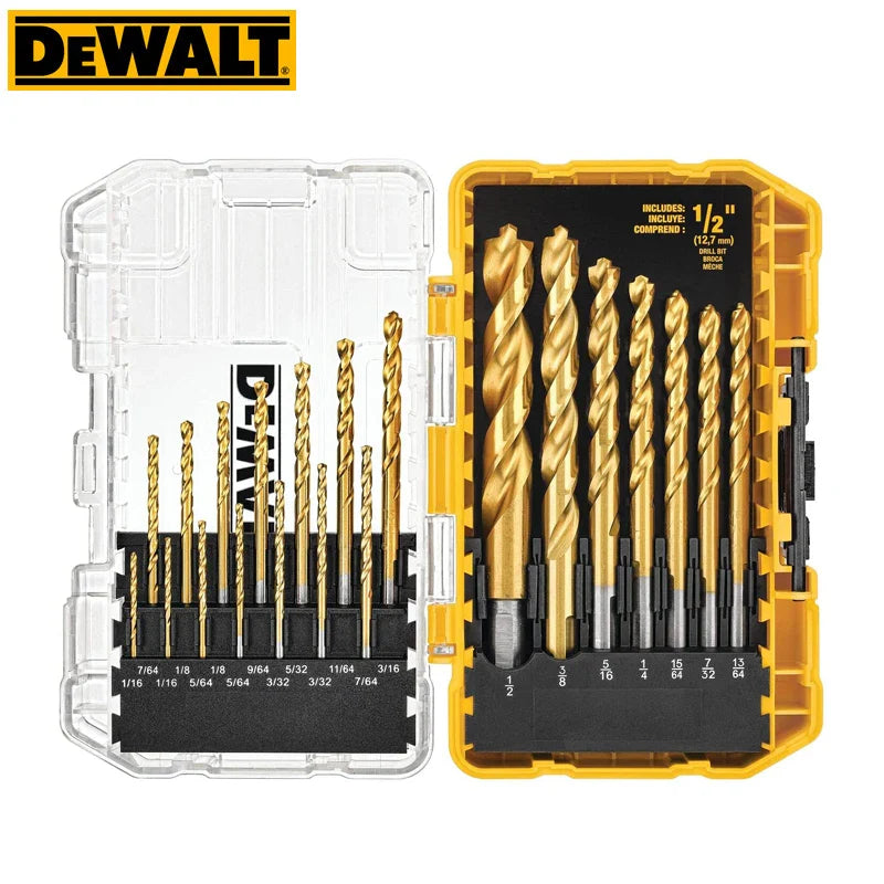 21-Piece DEWALT Titanium Drill Bit Set for Wood, Metal & Plastic - High Speed & Precision