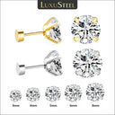 LUXUSTEEL Stainless Steel Crystal Stud Earrings Trendy Jewelry