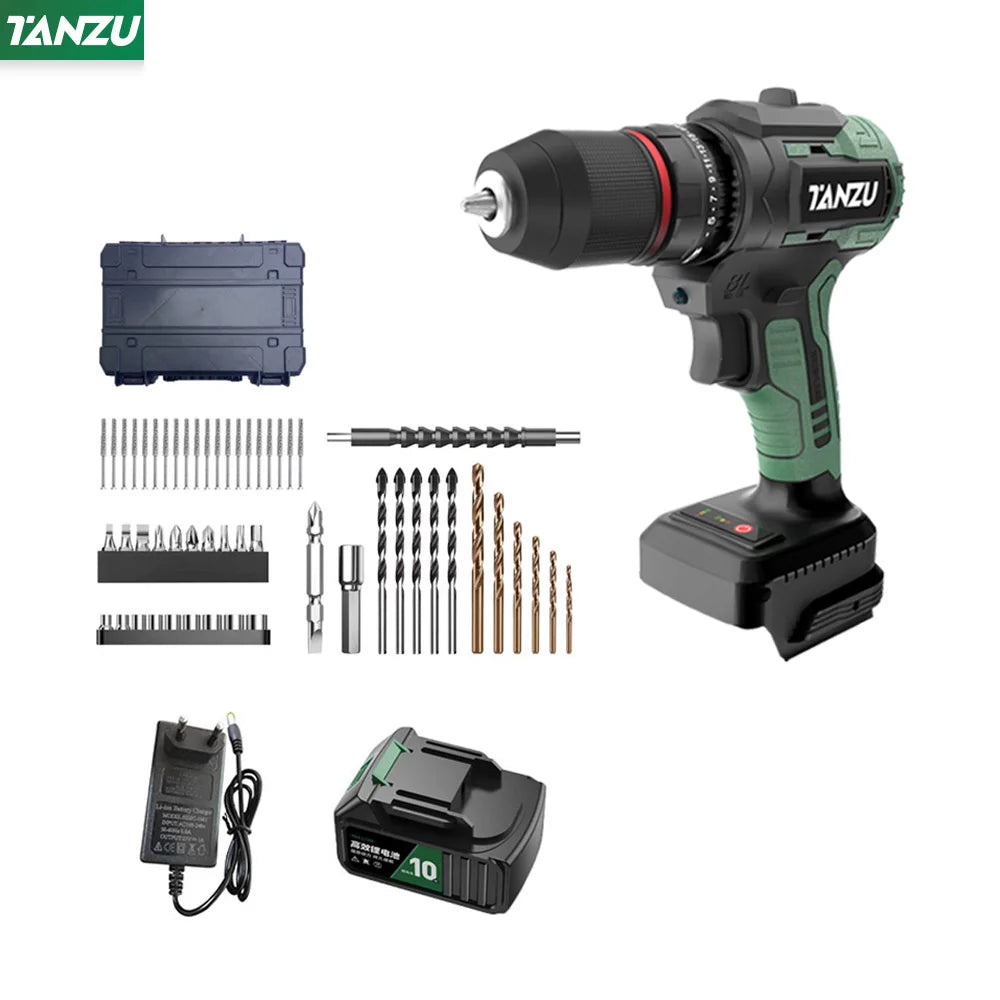 Brushless Electric Drill Impact Cordless Driller 12V/21V Screwdriver Li-ion Battery Adjustable Speed Electric Power Tool TANZU  ourlum.com   