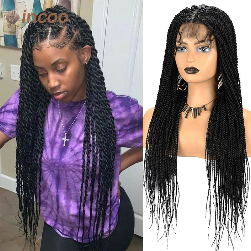 Kanekalon Synthetic Braided Lace Front Wigs for Black Women - Full Lace Frontal Styles in Box Braids, Faux Locs & Goddess Braids