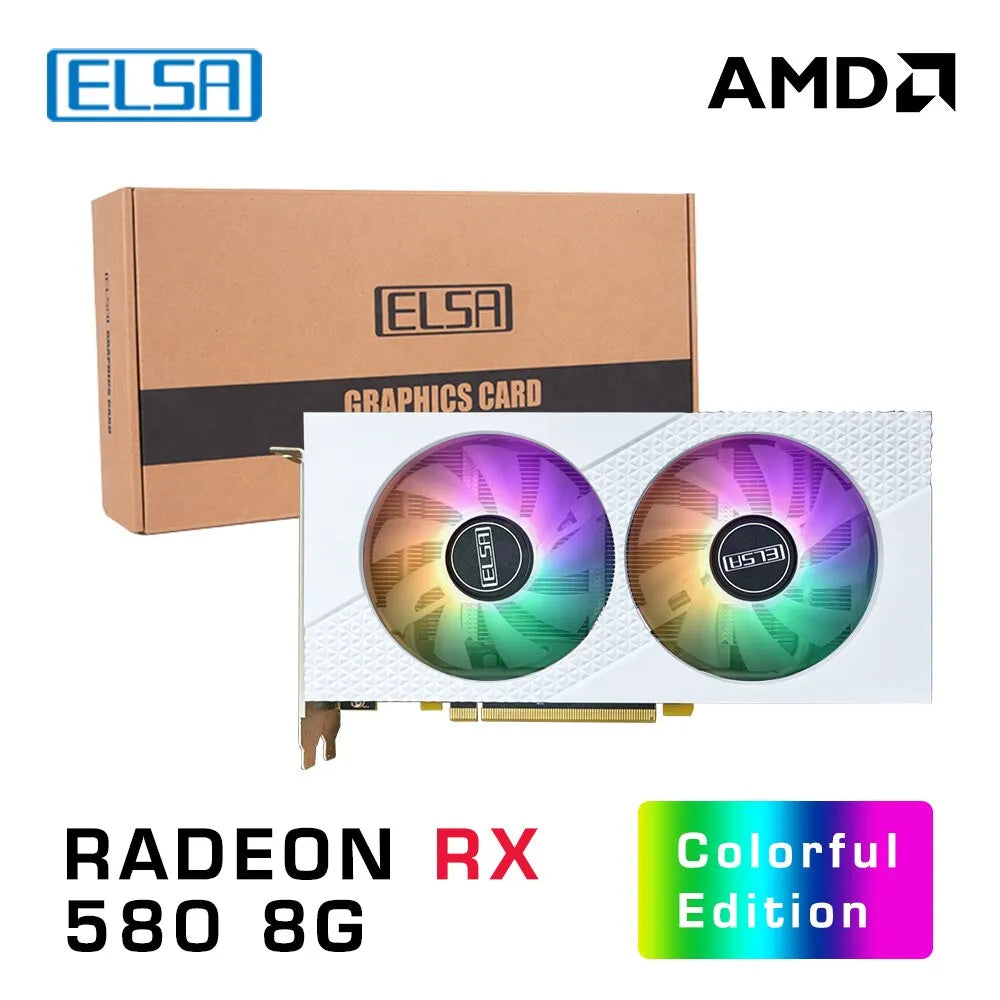 ELSA AMD RX 580 8GB GDDR5 GPU White RGB Gaming Graphics Card for Desktops  ourlum.com   