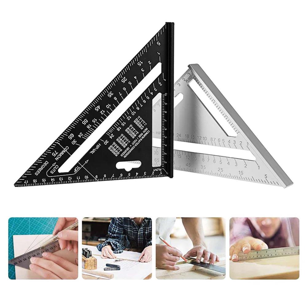 Aluminum Triangle Ruler Protractor Square Measuring Tool Kit for Woodworking  ourlum.com   