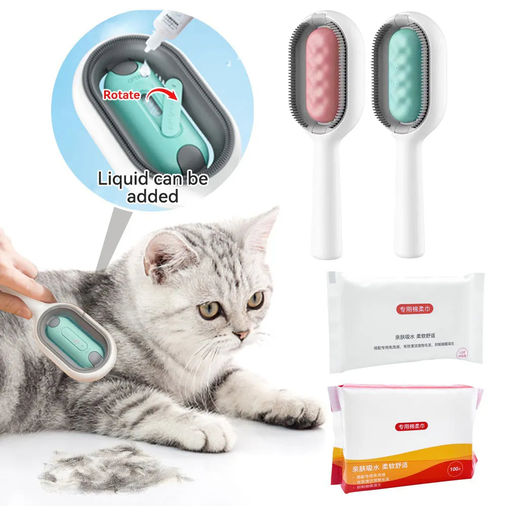 Clean Cat Grooming Brush with Wipes: Ultimate Pet Hair Removal Solution  ourlum.com   