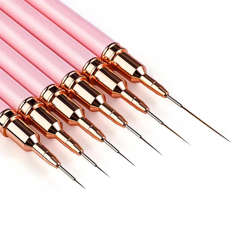 5 Pcs Nail Art Liner Brushes Set Elongated Lines Striping Drawing UV Gel Painting Nail Design Pen Professional Manicure Tool  ourlum.com   