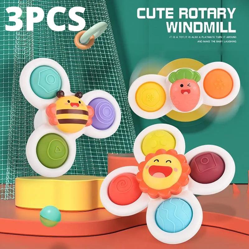 Baby Spinning Top Toy: Colorful Rattle Suction Cup Teether for Bath & Play  ourlum.com   