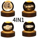 Valentines Day Gift  Galaxy Crystal Ball lamp 3D planet moon lamp USB LED night light  ourlum.com 4IN1  