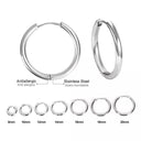 Stainless Steel Round Circle Hoop Earrings Set for Men Women