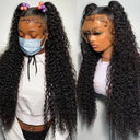 30 Inch Kinky Curly Lace Frontal Wig Transparent Human Hair