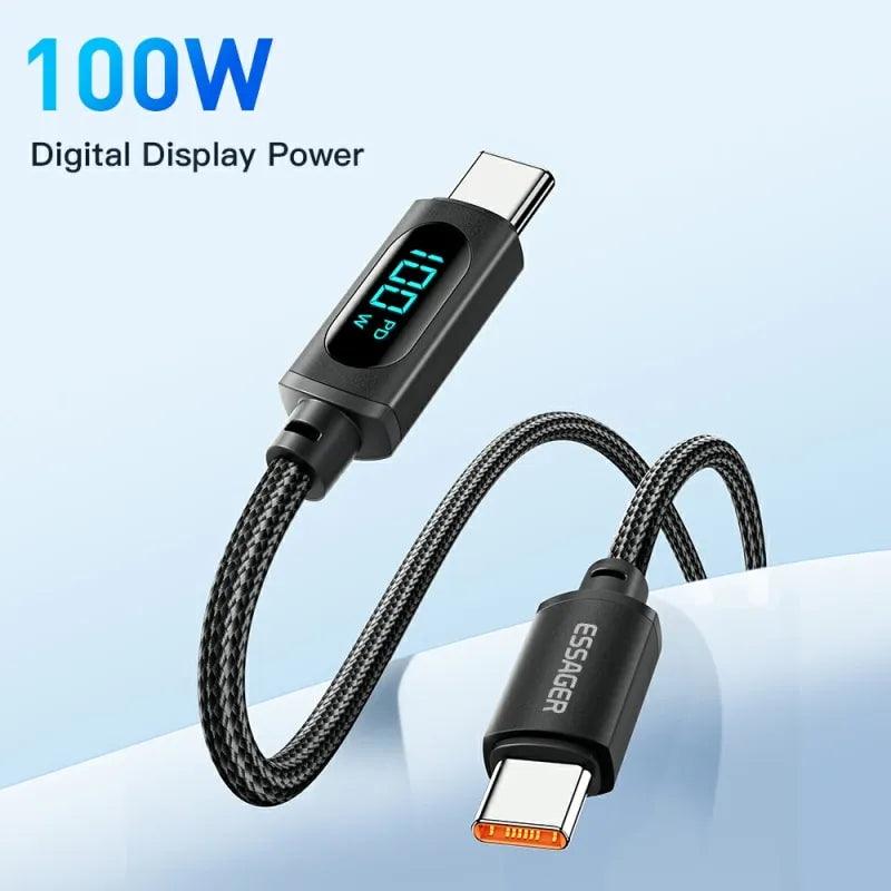 Essager 100W PD Fast Charging Type C to Type C Cable with USB C Display - Compatible with Xiaomi POCO F3 Realme Macbook iPad  ourlum.com   