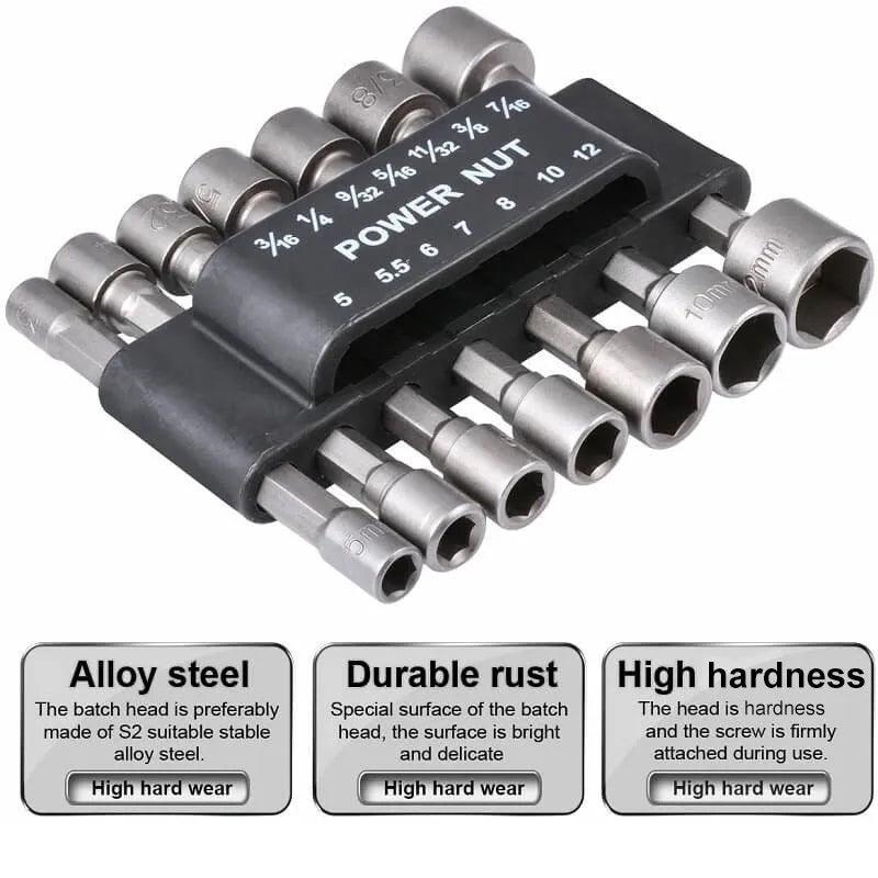 Hex Socket Nut Driver Set Screwdriver Bits Wrenches: Professional Tools Gray Silver  ourlum.com   