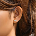 CANNER 1PC Ins Simple Flat Head Stud Earring Women 925 Silver