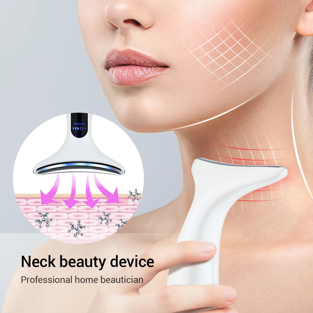 EMS Microcurrent Face Neck Beauty Device LED Photon Firming Rejuvenation Anti Wrinkle Thin Double Chin Skin Care Facial Massager  ourlum.com   