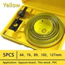 Woodworking Hole Saw Set Drill Bit Kit: Precision Tool for Various Boards & Metal  ourlum.com Yellow 5PCS 64-127mm  