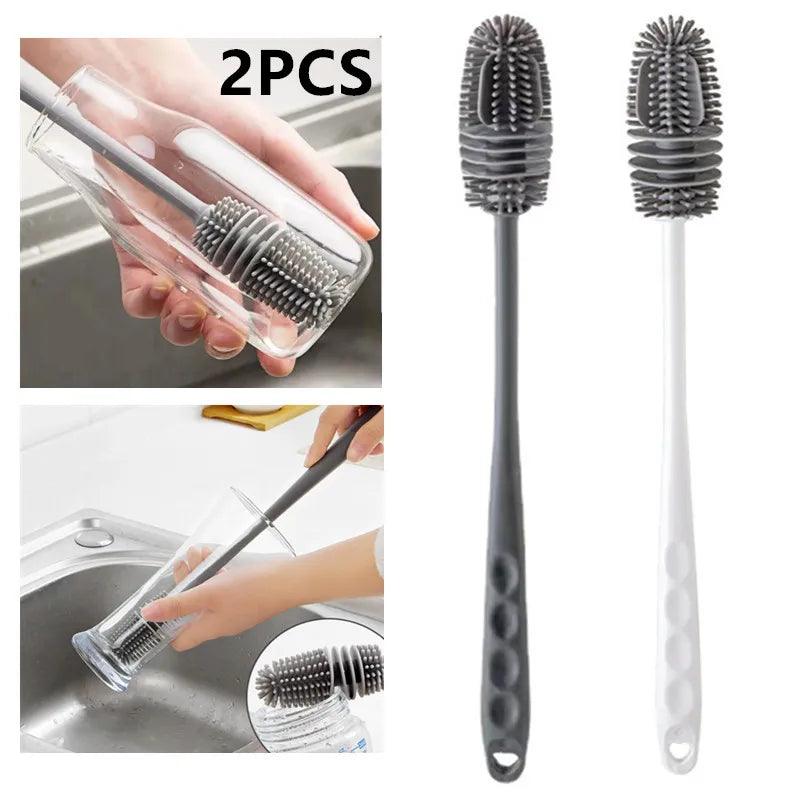 Silicone Cup and Bottle Cleaning Brush Set - Kitchen Essentials Cleaning Tool  ourlum.com   