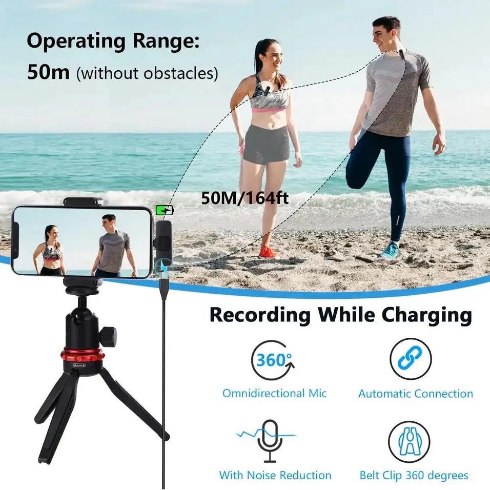 Wireless Lavalier Lapel Microphone with Noise Cancellation and Long Battery Life for iPhone Android Cell Phone PC Computer Laptop Youtube Recording Streaming Vlog  ourlum.com   