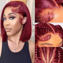 Burgundy 99J Lace Front Bob Wig - 100 Percent Human Hair