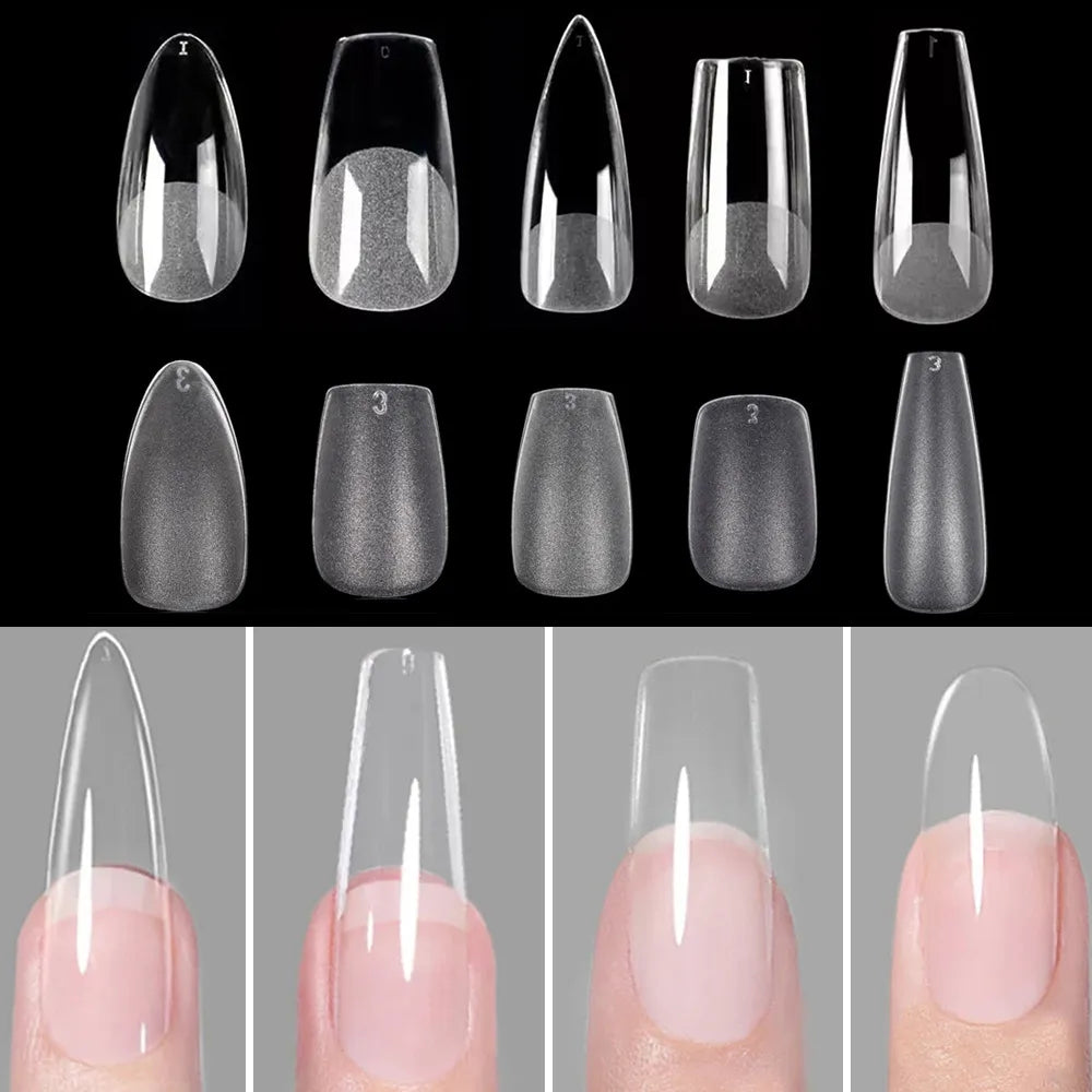 120pcs/Bag Nail Tips Coffin Press on Nail Clear Full Cover Fake Nail Artificial Long press on nails  ourlum.com   