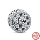 Crown Flowers Heart Silver Bead Charm Elegant Pandora Accessory