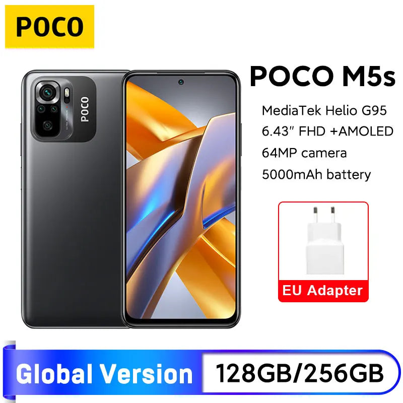 Global Version POCO M5s  64GB / 128GB / 256GB MTK G95 Octa Core 64MP Quad camera 6.43" AMOLED Dotdisplay 5000mAh 33W NFC
