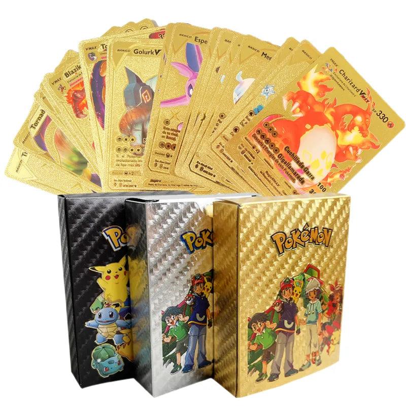 Pokemon Gold Pikachu Cards Box - Multilingual Edition with Charizard Vmax Gx - Collectible Trading Card Game Set for Kids and Adults  ourlum.com   