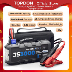 Topdon JS3000 3000A Jump Starter Power Bank 12V Car Starting Device 24000Mah Battery Jump Start for Booster For 9L Gas&7L Diesel