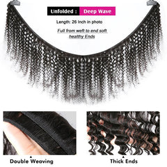 Rosabeauty Peruvian Deep Wave Hair Bundle: HD Lace Closure & Styling Versatility