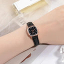 Elegant Women's Vintage Leather Strap Wristwatch with Chic Dial  ourlum.com Rose black  