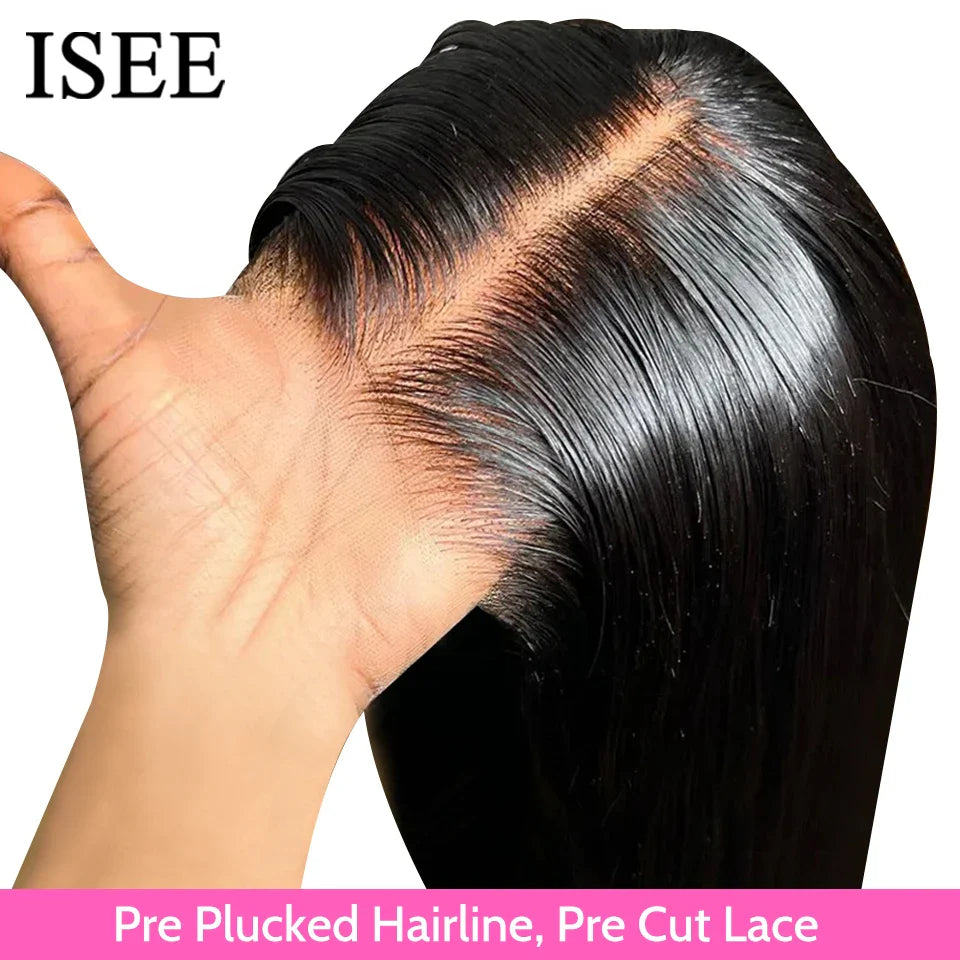 ISEE Hair Glueless Human Hair Wig: Ready-to-Wear Straight Lace Front Wig  ourlum.com   