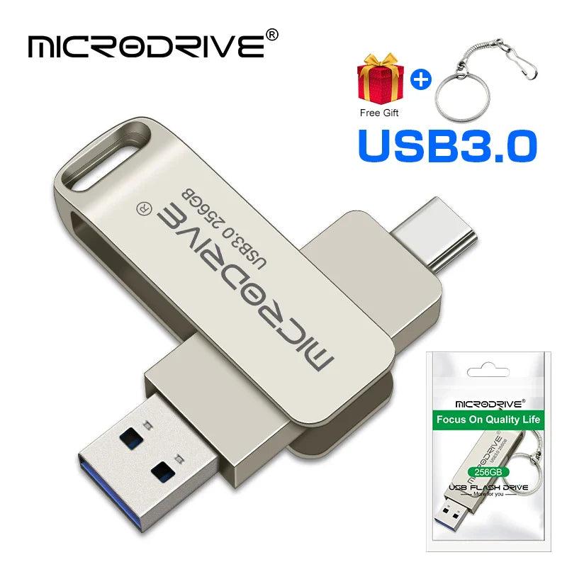 TYPE C USB Flash Drive 2 IN 1 Stick 128GB 256GB 512GB Memory Disk: Fast Data Transfer  ourlum.com Silver 64GB 