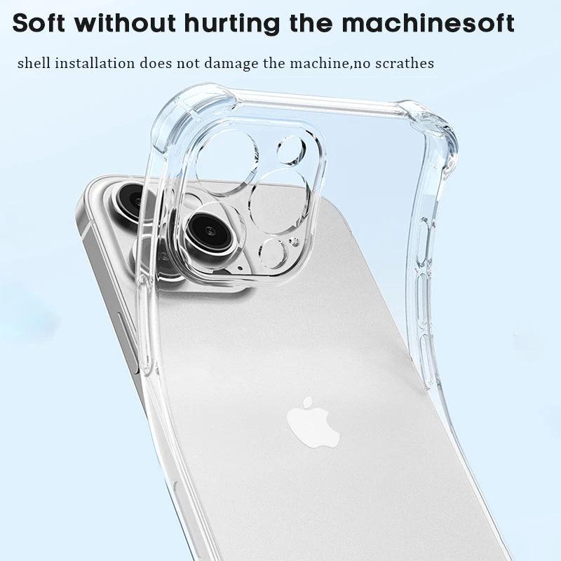 Clear Luxury Shockproof Case For iPhone 15 14 13 12 11 Pro Max - Transparent Phone Protection Cover  ourlum.com   