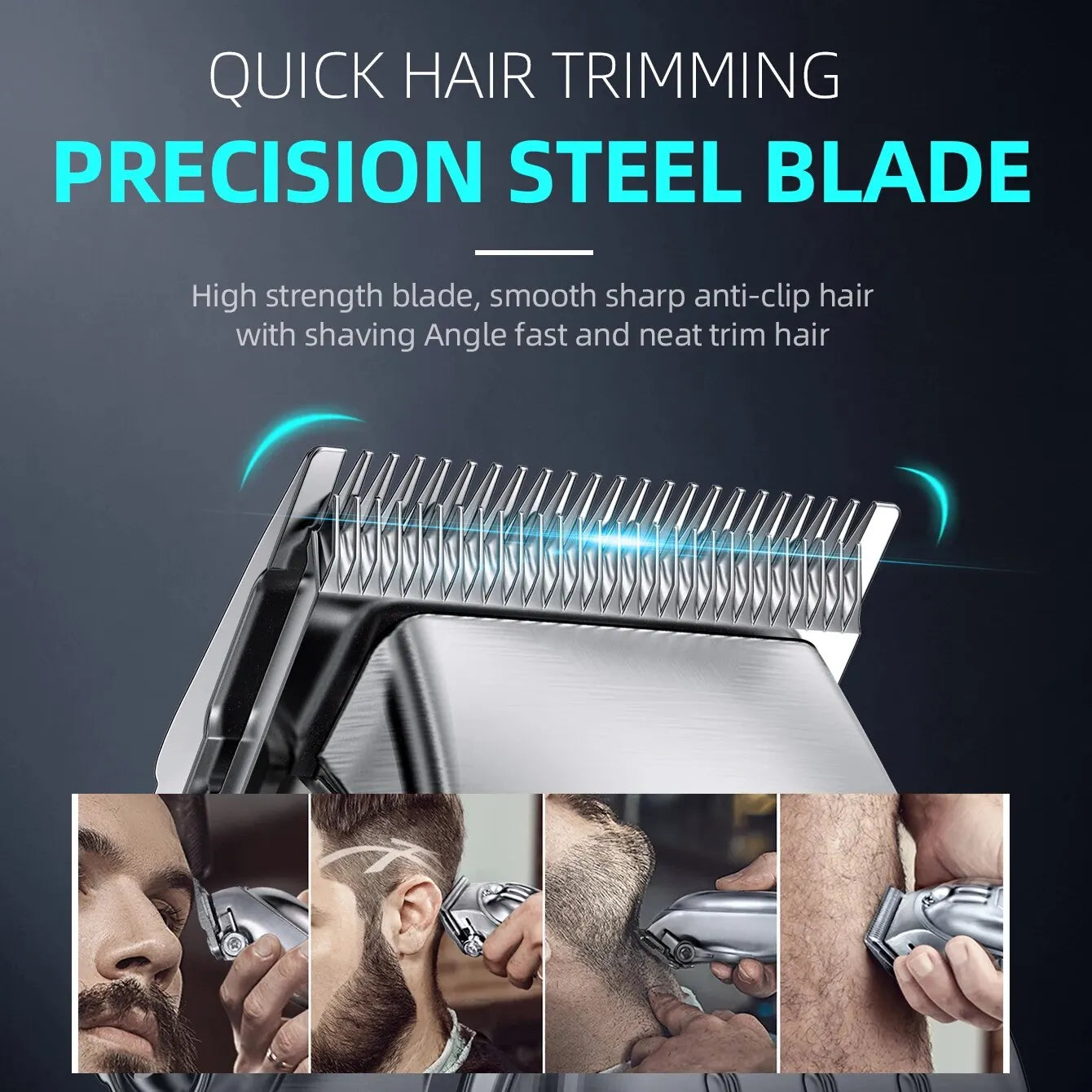 Barber Hair Clipper Set: Professional Electric Trimmer with Stainless Steel Blade  ourlum.com   