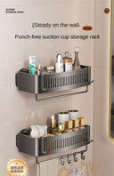 Vacuum Suction Cup Bathroom Shelf Wall Mounted Aluminum Organizer