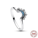 Celestial Crystal Blue Moon & Sun Ring Elegant Style