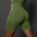 Booty-Lifting Seamless Yoga Shorts for Women - High Waist Fitness Gym Wear  ourlum.com Army Green S 