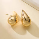 Vintage Gold Teardrop Earrings - Stainless Steel Statement Drops