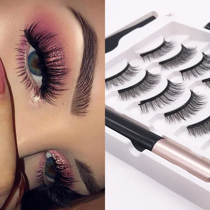 Magnetic Eyelashes Set Full Strip 5/7/10 Pair Natural Cilia False Eyeliner Dramatic Volume Thick Synthetic Eye Lashes Makeup  ourlum.com   