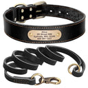 Personalized Leather Dog Collar Set with Free Engraving  ourlum.com Black Set XS 