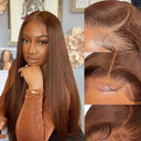 30 Inch Chocolate Brown Brazilian Human Hair Lace Front Wig